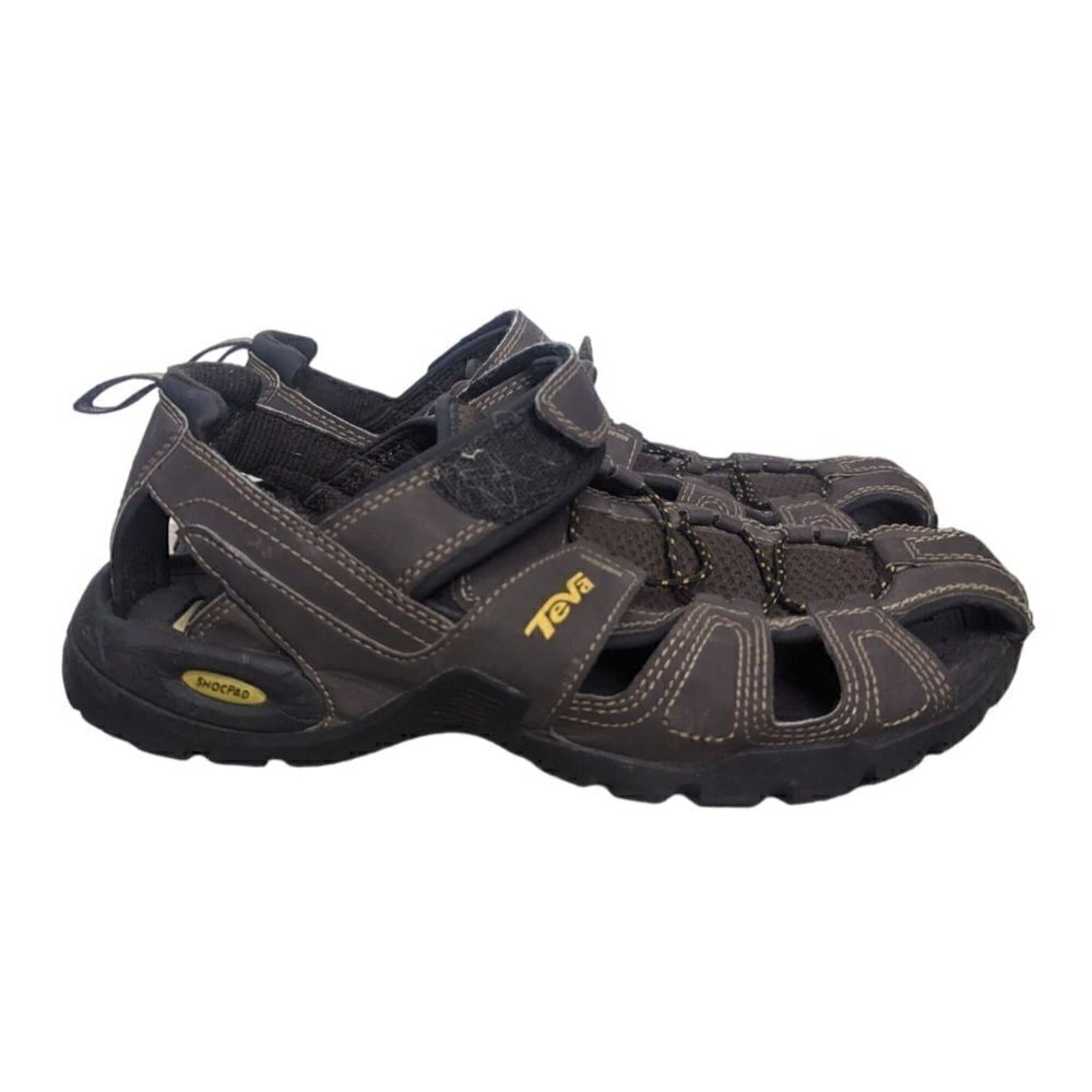 Teva Mens Size 10 Forebay Fisherman Sport Hiking Sandals Brown ShocPad 1001116